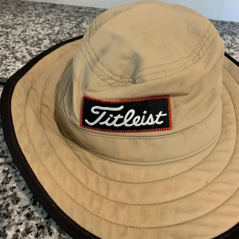 Titleist Hat Boonie Fitted Mens S/M Beige Wide Brim Sun Golf Nylon Summer